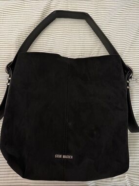 Steve Madden Black Suede Shoulder Hobo Bag